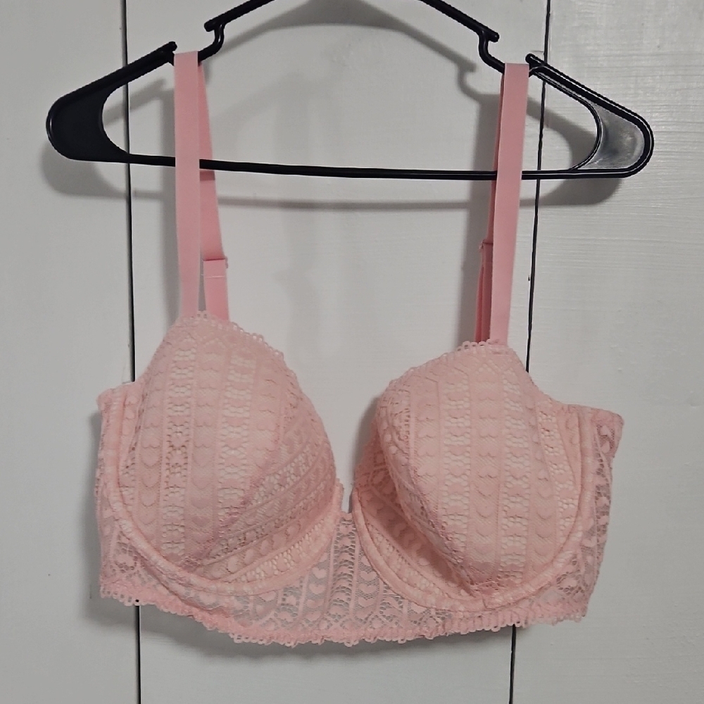Adore Me Soft Pink Heart Lace Bra